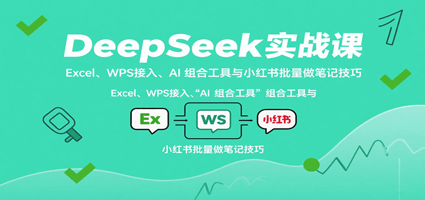 DeepSeek实战课：Excel、WPS接入、AI 组合工具与小红书批量做笔记技巧-轻资产创富网