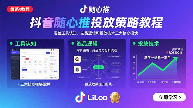 抖音随心推投放策略教程：涵盖工具认知、选品逻辑和投放技术三大核心模块-轻资产创富网
