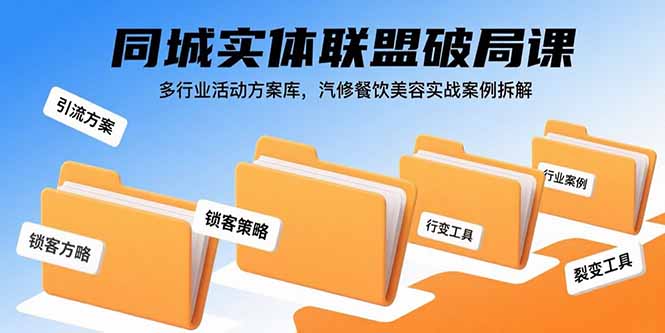 同城实体联盟破局课，多行业活动方案库，汽修餐饮美容实战案例拆解-轻资产创富网
