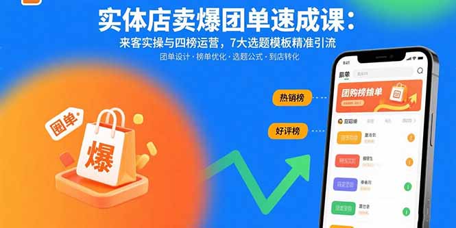 实体店卖爆团单速成课：来客实操与四榜运营，7大选题模板精准引流-轻资产创富网