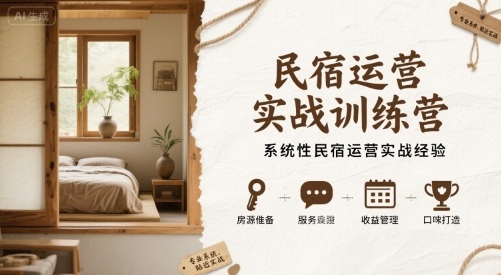 民宿运营实战训练营，系统性民宿运营实战经验-轻资产创富网