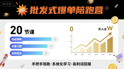 批发式爆单陪跑营，20节课带你实现批发式爆单，带你经松月入过W-轻资产创富网