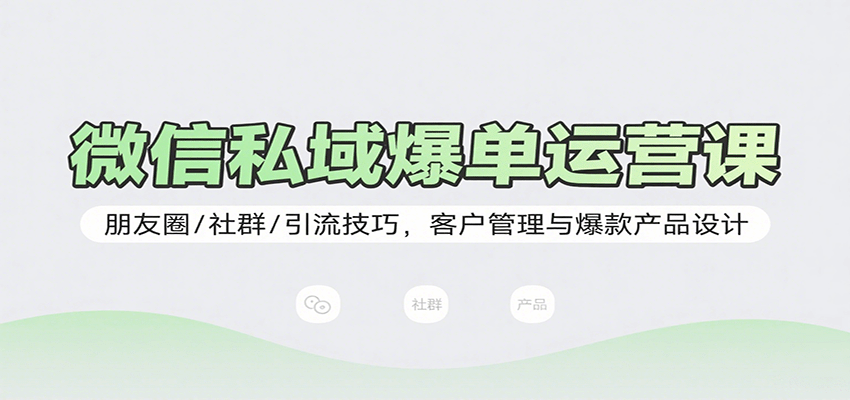 微信私域爆单运营课：朋友圈/社群/引流技巧，客户管理与爆款产品设计-轻资产创富网