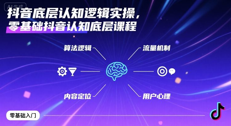 抖音底层认知逻辑实操，零基础抖音认知底层课程-轻资产创富网