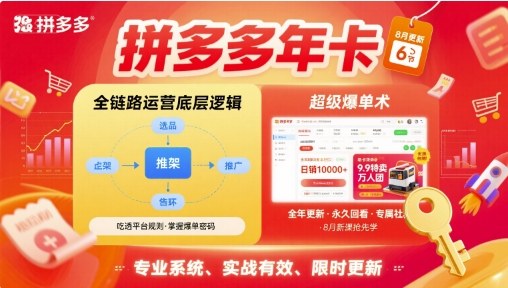 拼多多年卡【8月更新6节】拼多多全链路运营底层逻辑，超级爆单术-轻资产创富网