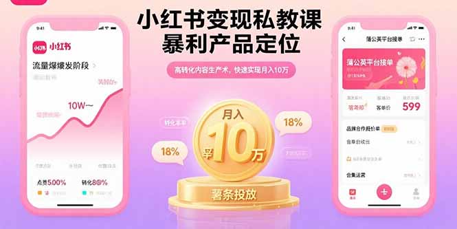 小红书变现私教课，暴利产品定位，高转化内容生产术，快速实现月入10万-轻资产创富网